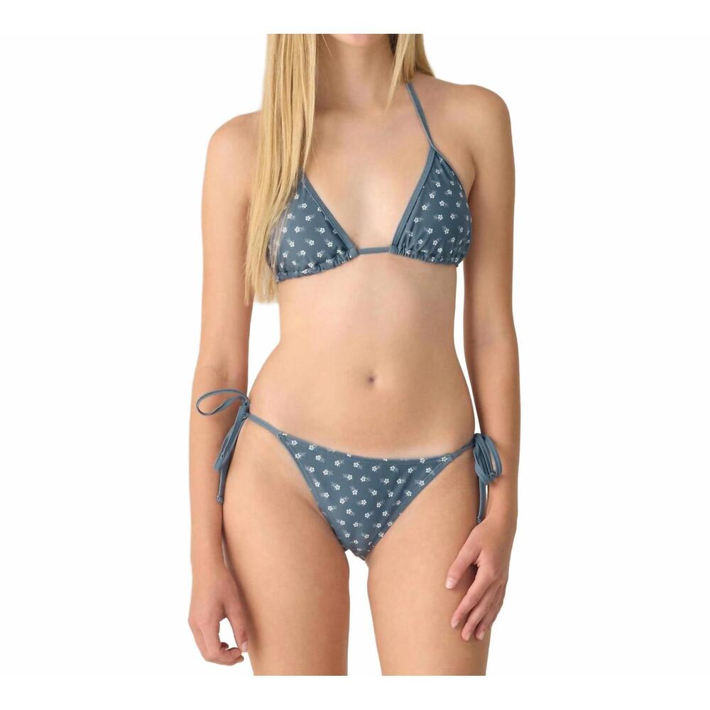 NEW RYLEE + CRU ditsy triangle bikini set in blue
